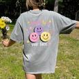 Happy To See Your Face Smile Face Teacher Back To School Women's Comfort Colors T-Shirt Back Print Grey