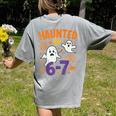 Haunted 67 Ghost Math Teacher Halloween Costume Math Pun Women's Comfort Colors T-Shirt Back Print Grey Haunted 67 Ghost Math Teacher Halloween Costume Math Pun Women's Comfort Colors T-Shirt Back Print Grey