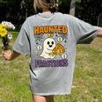 Haunted By Fractions Math Halloween Teacher Women's Comfort Colors T-Shirt Back Print Grey Haunted By Fractions Math Halloween Teacher Women's Comfort Colors T-Shirt Back Print Grey
