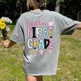 Hello First Grade Teacher Coquette Pencil Bow Back To School Women's Comfort Colors T-Shirt Back Print Grey Hello First Grade Teacher Coquette Pencil Bow Back To School Women's Comfort Colors T-Shirt Back Print Grey
