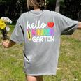 Hello Kindergarten Team Kinder Back To School Teacher Kids Women's Comfort Colors T-Shirt Back Print Grey Hello Kindergarten Team Kinder Back To School Teacher Kids Women's Comfort Colors T-Shirt Back Print Grey