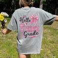 Hello Third Grade First Day Of School Coquette Teacher Girl Women's Comfort Colors T-Shirt Back Print Grey