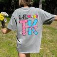 Hello TK Transitional Kindergarten Back To School Teacher Women's Comfort Colors T-Shirt Back Print Grey Hello TK Transitional Kindergarten Back To School Teacher Women's Comfort Colors T-Shirt Back Print Grey