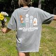 Inclusion Isn't Scary SLP Halloween Costume Sped Teacher Women's Comfort Colors T-Shirt Back Print Grey Inclusion Isn't Scary SLP Halloween Costume Sped Teacher Women's Comfort Colors T-Shirt Back Print Grey