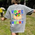 I Am Their Voice They Are My Heart Autism Awareness Teacher Women's Comfort Colors T-Shirt Back Print Grey