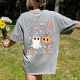 Kindergarten Boo Crew Halloween Floral Ghost Kinder Teacher Women's Comfort Colors T-Shirt Back Print Grey