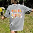 Kindergarten Dream Ghost Team Fall Halloween Spooky Teachers Women's Comfort Colors T-Shirt Back Print Grey