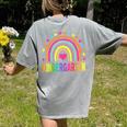 Kindergarten Rainbow Girls Boys Teacher Team Kinder Squad Women's Comfort Colors T-Shirt Back Print Grey Kindergarten Rainbow Girls Boys Teacher Team Kinder Squad Women's Comfort Colors T-Shirt Back Print Grey