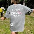 Kindergarten Teacher Dinosaur Back To School Women's Comfort Colors T-Shirt Back Print Grey Kindergarten Teacher Dinosaur Back To School Women's Comfort Colors T-Shirt Back Print Grey