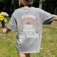 Kindergarten Teacher Tiny Humans Pre-School Teacher Women's Comfort Colors T-Shirt Back Print Grey Kindergarten Teacher Tiny Humans Pre-School Teacher Women's Comfort Colors T-Shirt Back Print Grey