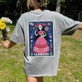La Maestra Halloween Mexican Bingo Card Teacher Lottery Card Women's Comfort Colors T-Shirt Back Print Grey La Maestra Halloween Mexican Bingo Card Teacher Lottery Card Women's Comfort Colors T-Shirt Back Print Grey
