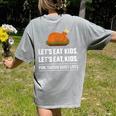 Let's Eat Kids Grammar For Thanksgiving Teacher Women's Comfort Colors T-Shirt Back Print Grey