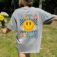 Let's Learn Today Smile Face Back To School For Teacher Kids Women's Comfort Colors T-Shirt Back Print Grey