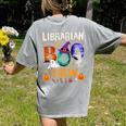 Librarian Boo Crew Teacher Student Halloween Costume Women's Comfort Colors T-Shirt Back Print Grey Librarian Boo Crew Teacher Student Halloween Costume Women's Comfort Colors T-Shirt Back Print Grey