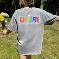 Library Squad Team Librarian Teacher Book Lover Women's Comfort Colors T-Shirt Back Print Grey Library Squad Team Librarian Teacher Book Lover Women's Comfort Colors T-Shirt Back Print Grey