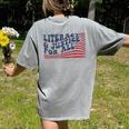 Literacy Justice For All Teacher Women's Comfort Colors T-Shirt Back Print Grey