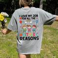 Love Job For Little Reasons Daycare Teacher Graphic Women's Comfort Colors T-Shirt Back Print Grey