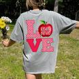 Love Kindergarten Cute Apple School Teacher Women's Comfort Colors T-Shirt Back Print Grey Love Kindergarten Cute Apple School Teacher Women's Comfort Colors T-Shirt Back Print Grey