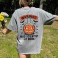 Mad Scientist Pumpkin Science Teacher Halloween Costume Kids Women's Comfort Colors T-Shirt Back Print Grey Mad Scientist Pumpkin Science Teacher Halloween Costume Kids Women's Comfort Colors T-Shirt Back Print Grey