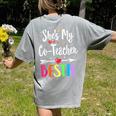 Matching Co-Teacher Best Friend She's My Bestie Work Team Women's Comfort Colors T-Shirt Back Print Grey