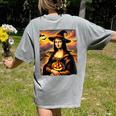 Mona Lisa Pumpkin Halloween Art Teacher Witchy Women Kids Women's Comfort Colors T-Shirt Back Print Grey Mona Lisa Pumpkin Halloween Art Teacher Witchy Women Kids Women's Comfort Colors T-Shirt Back Print Grey