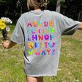 Monster ABC Cute Alphabet Halloween Teacher Costume Kids Women's Comfort Colors T-Shirt Back Print Grey