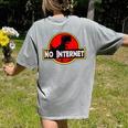 Nerdy No Internet Dinosaur Computer Science Teacher Women's Comfort Colors T-Shirt Back Print Grey