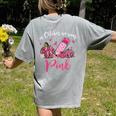 In October We Wear Pink Apple Teacher Daisy Breast Cancer Women's Comfort Colors T-Shirt Back Print Grey
