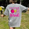 In October We Wear Pink Love Teacher Breast Cancer Awareness Women's Comfort Colors T-Shirt Back Print Grey In October We Wear Pink Love Teacher Breast Cancer Awareness Women's Comfort Colors T-Shirt Back Print Grey