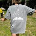 One-More Chapter Wildflower Reading Teacher Library Bookish Women's Comfort Colors T-Shirt Back Print Grey