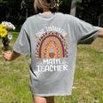 One Thankful Math Teacher Leopard Rainbow Thanksgiving Women's Comfort Colors T-Shirt Back Print Grey One Thankful Math Teacher Leopard Rainbow Thanksgiving Women's Comfort Colors T-Shirt Back Print Grey