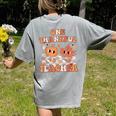 One Thankful Teacher Fall Leaves Thanksgiving Retro Women's Comfort Colors T-Shirt Back Print Grey One Thankful Teacher Fall Leaves Thanksgiving Retro Women's Comfort Colors T-Shirt Back Print Grey