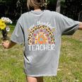One Thankful Teacher Thanksgiving Rainbow Leopard Fall Women's Comfort Colors T-Shirt Back Print Grey One Thankful Teacher Thanksgiving Rainbow Leopard Fall Women's Comfort Colors T-Shirt Back Print Grey