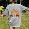 One Thankful Teacher Thanksgiving Turkey Rainbow Fall Women's Comfort Colors T-Shirt Back Print Grey One Thankful Teacher Thanksgiving Turkey Rainbow Fall Women's Comfort Colors T-Shirt Back Print Grey