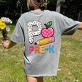 P Is For Pre K Teacher Student Pencil Apple Back To School Women's Comfort Colors T-Shirt Back Print Grey
