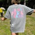 In My Pre K Era Groovy Back To School First Day Teacher Kids Women's Comfort Colors T-Shirt Back Print Grey