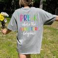 Pre-K Teacher Adventure Begins First Day Preschool Teachers Women's Comfort Colors T-Shirt Back Print Grey Pre-K Teacher Adventure Begins First Day Preschool Teachers Women's Comfort Colors T-Shirt Back Print Grey