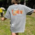 Preppy One Thankful Teacher Coquette Thanksgiving Teacher Women's Comfort Colors T-Shirt Back Print Grey