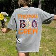 Preschool Boo Crew Preschool Halloween Teacher Women's Comfort Colors T-Shirt Back Print Grey Preschool Boo Crew Preschool Halloween Teacher Women's Comfort Colors T-Shirt Back Print Grey