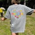 Preschool Teacher Pre-K Heart First Day Of Preschool Kids Women's Comfort Colors T-Shirt Back Print Grey Preschool Teacher Pre-K Heart First Day Of Preschool Kids Women's Comfort Colors T-Shirt Back Print Grey