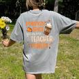 Pumpkin Spice Gives Me Teacher Powers Fall Thanksgiving Men Women Women's Comfort Colors T-Shirt Back Print Grey
