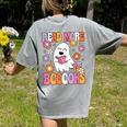 Read More Books Groovy Halloween Teacher Women Women's Comfort Colors T-Shirt Back Print Grey