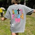 Lets Read Reading Teacher Back To School Literacy Pencil Bow Women's Comfort Colors T-Shirt Back Print Grey Lets Read Reading Teacher Back To School Literacy Pencil Bow Women's Comfort Colors T-Shirt Back Print Grey