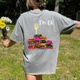 Reading Books Librarian Reader Nerd I'm Ok Teacher School Women's Comfort Colors T-Shirt Back Print Grey