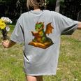 Reading Dragon Shirt For Bookish Teacher Librarian Bookworm Women's Comfort Colors T-Shirt Back Print Grey Reading Dragon Shirt For Bookish Teacher Librarian Bookworm Women's Comfort Colors T-Shirt Back Print Grey