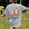 Retired 2025 A New Chapter Begins Retirement Teacher Book Women's Comfort Colors T-Shirt Back Print Grey