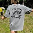 Retro The Best Teachers Are A Bit Batty Halloween Teacher Women's Comfort Colors T-Shirt Back Print Grey Retro The Best Teachers Are A Bit Batty Halloween Teacher Women's Comfort Colors T-Shirt Back Print Grey