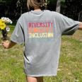 Retro Diversity Equity Inclusion Belonging DEIB Teacher Women's Comfort Colors T-Shirt Back Print Grey