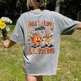 Retro Fall In Love With Learning Autumn Pumpkin Teacher Kids Women's Comfort Colors T-Shirt Back Print Grey Retro Fall In Love With Learning Autumn Pumpkin Teacher Kids Women's Comfort Colors T-Shirt Back Print Grey