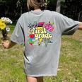 Retro First Grade Teacher Disco Ball Coquette Back To School Women's Comfort Colors T-Shirt Back Print Grey